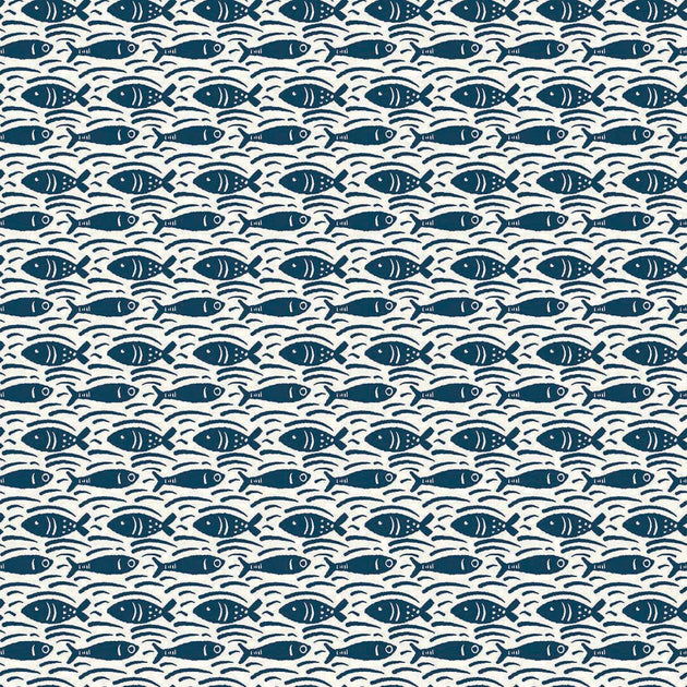 Catch of the Day Wallpaper in Classic Navy