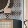 Catch of the Day Wallpaper in Classic Navy on Lady Coral