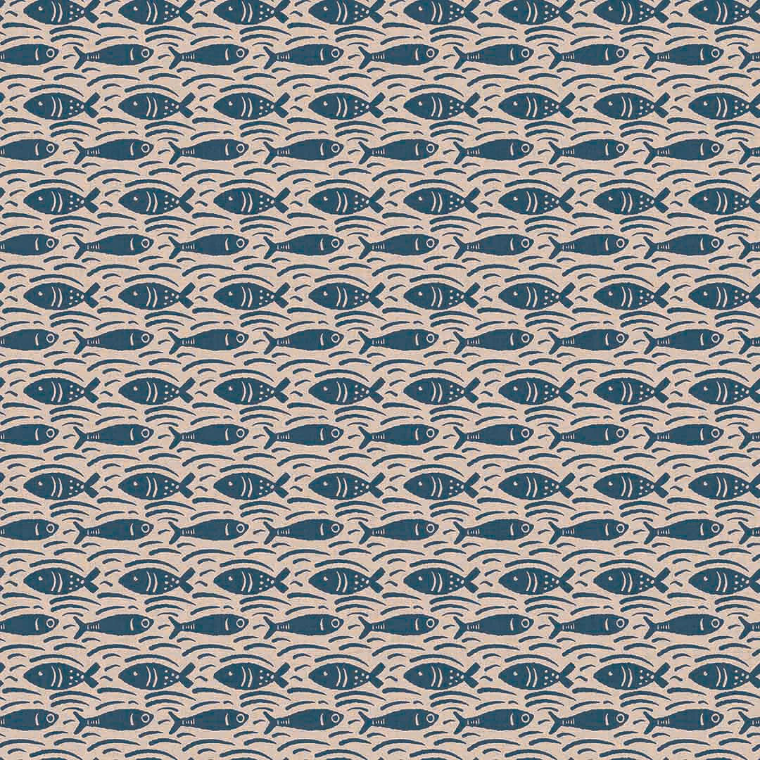 Sample of Catch of the Day Wallpaper in Classic Navy on Lady Coral