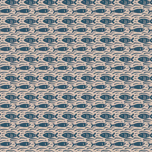 Sample of Catch of the Day Wallpaper in Classic Navy on Lady Coral