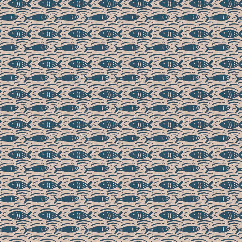 Sample of Catch of the Day Wallpaper in Classic Navy on Lady Coral
