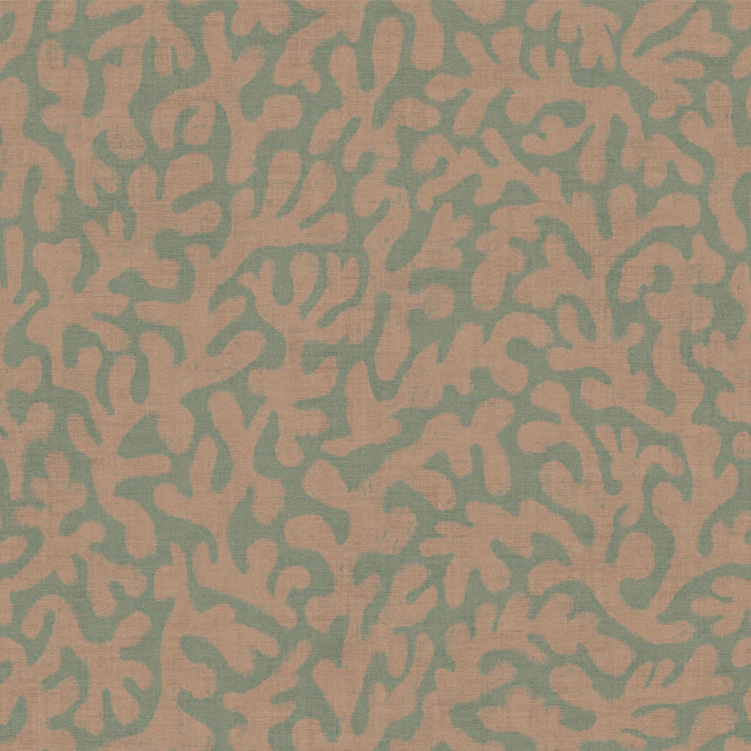 Sample of Coral Cove Wallpaper in Autumn Spice and Rustic Green