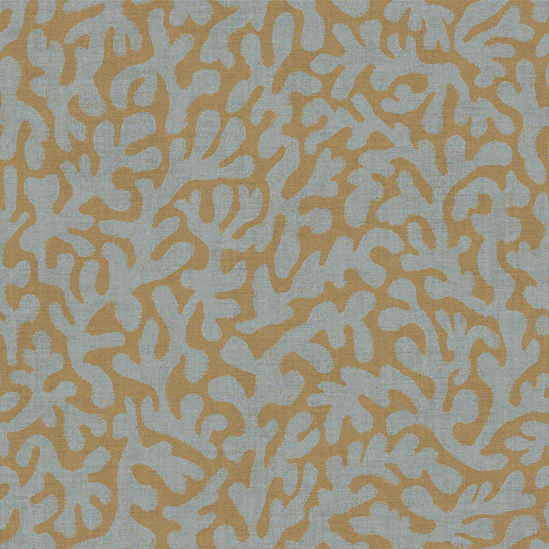 Coral Cove Wallpaper in Cornflower Blue and Rich Ochre