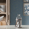 Coral Cove Wallpaper in Cornflower Blue and Rustic Green