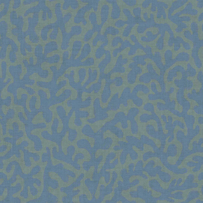 Coral Cove Wallpaper in Cornflower Blue and Rustic Green