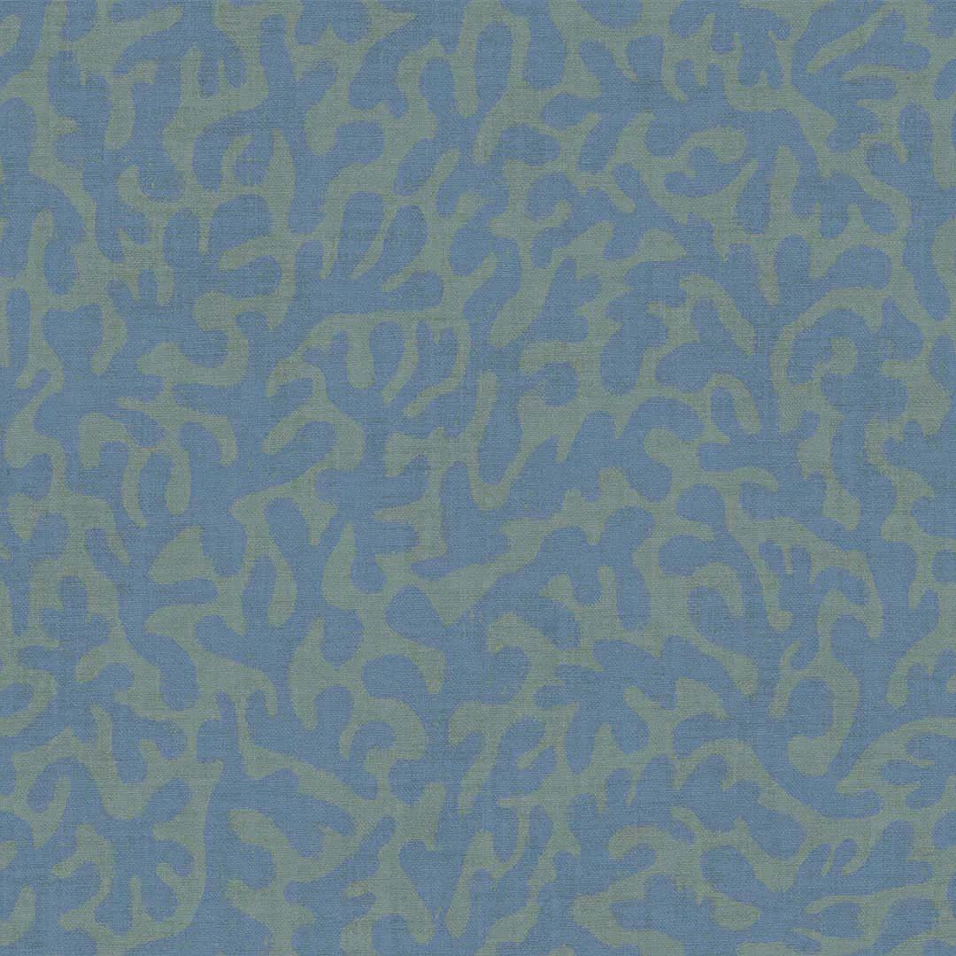 Sample of Coral Cove Wallpaper in Cornflower Blue and Rustic Green