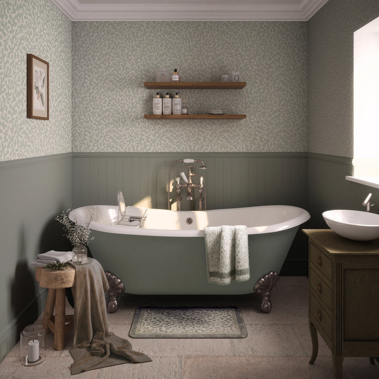 Coral Cove Wallpaper in Sage and Cream