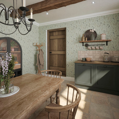 Countryside Trail Wallpaper in Shades of Green