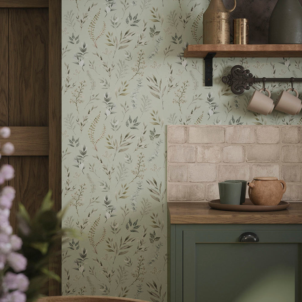 Countryside Trail Wallpaper in Shades of Green