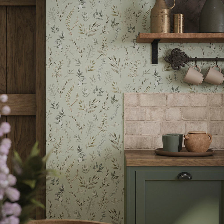 Countryside Trail Wallpaper in Shades of Green