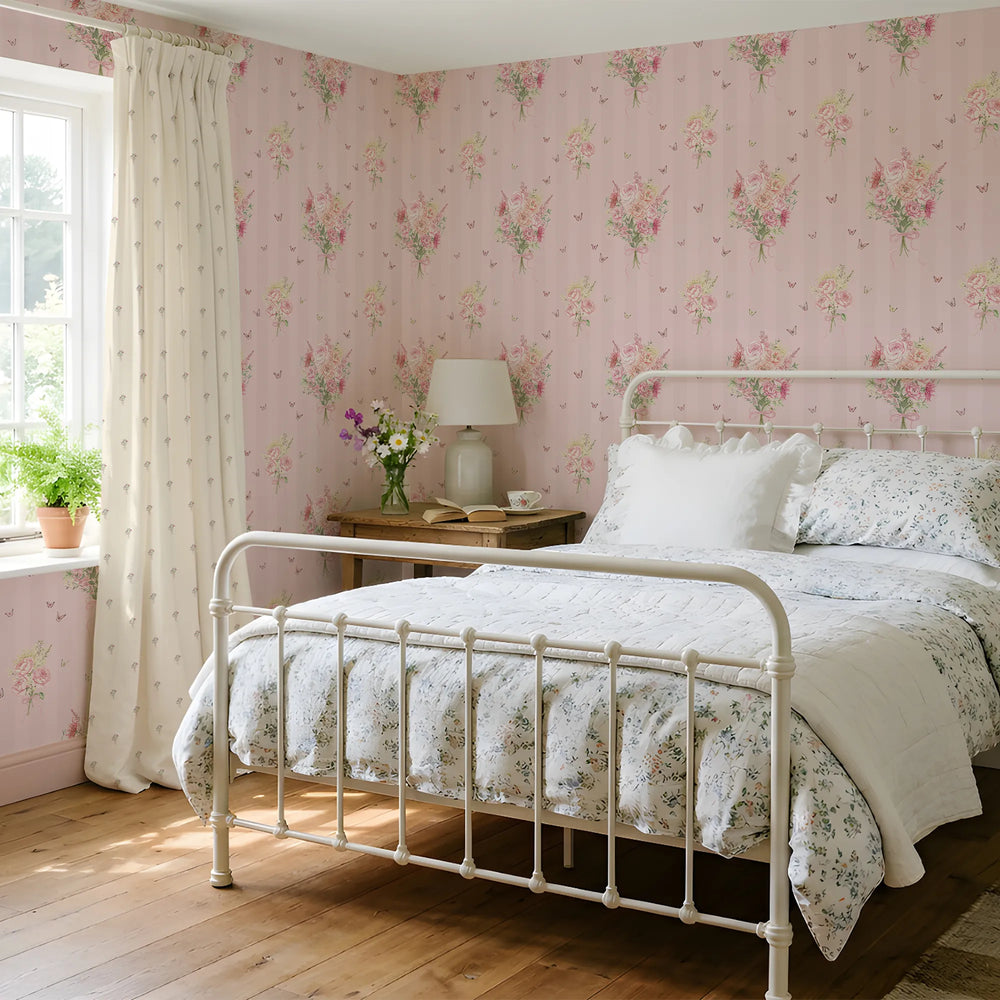Couture Bouquet Wallpaper in Beautiful Blush