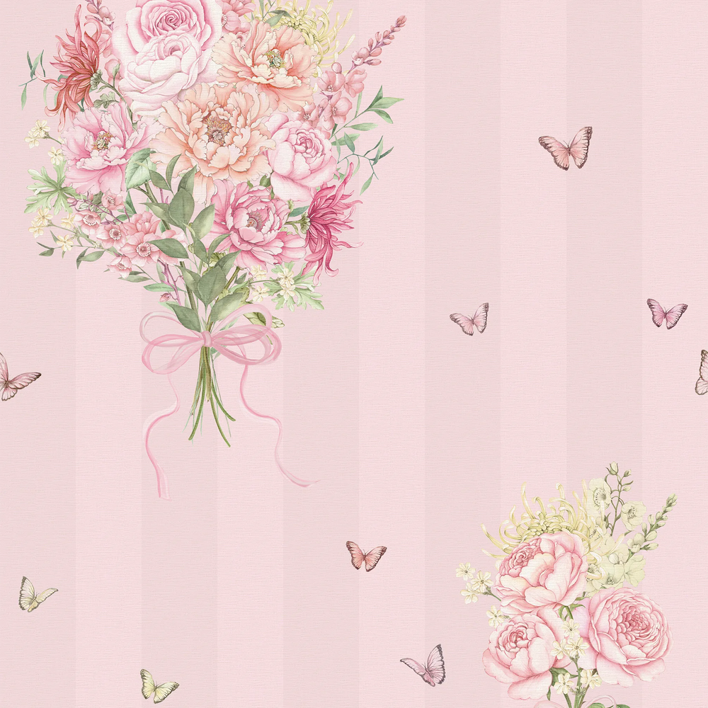 Couture Bouquet Wallpaper in Beautiful Blush