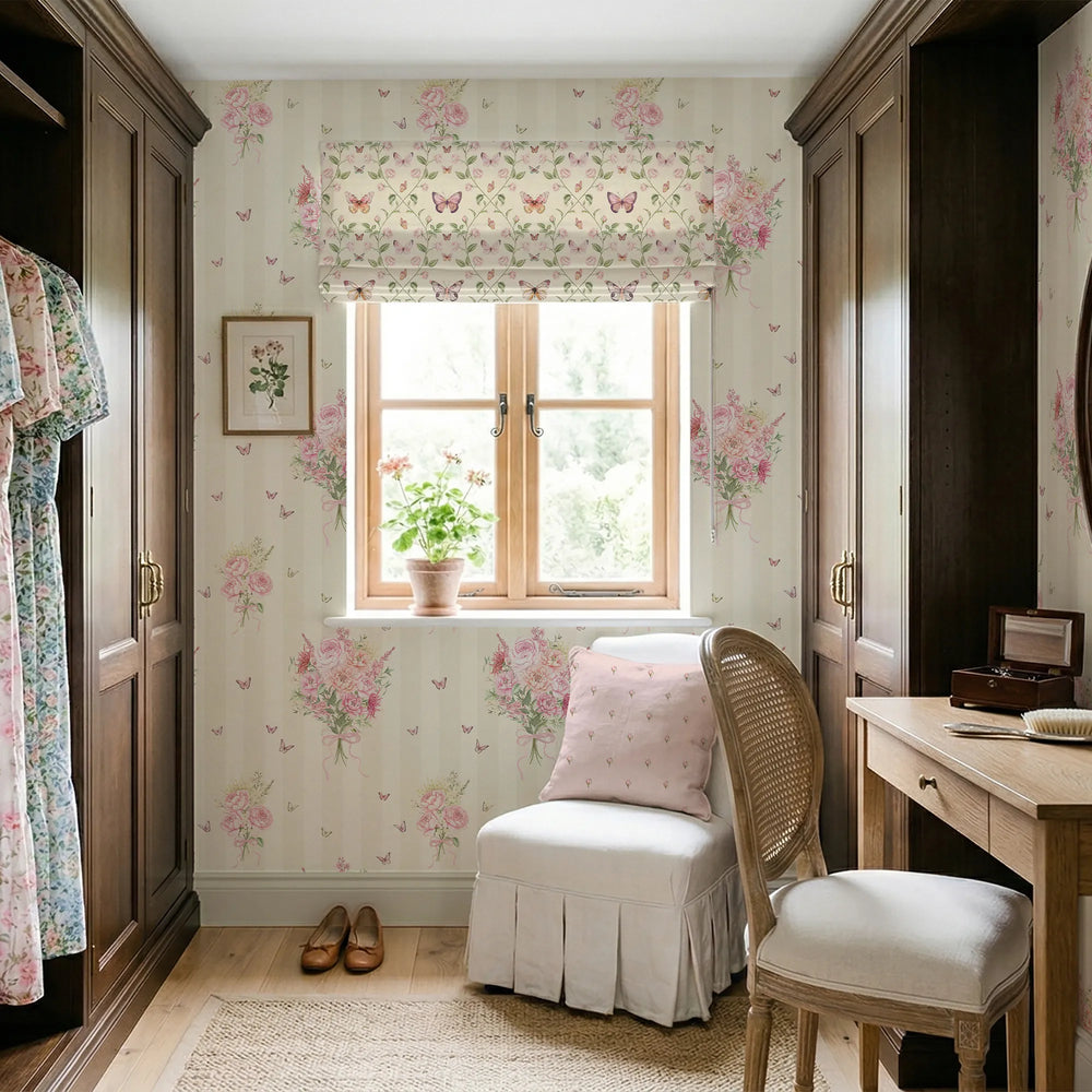 Couture Bouquet Wallpaper in Parchment Cream