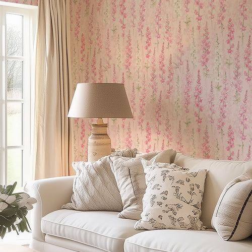 Delphinium Wallpaper in Pink