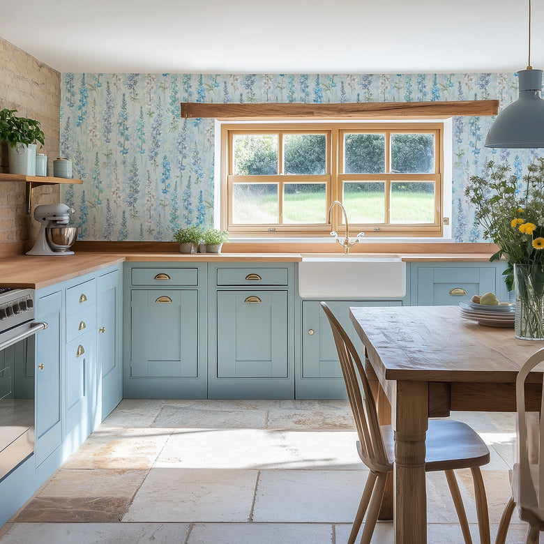 Delphinium Wallpaper in Blue