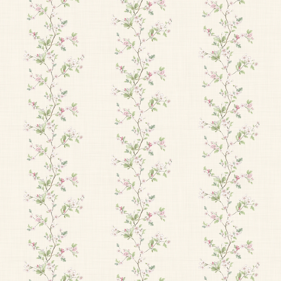 Sample of Ditsy Hawthorn Stripe Wallpaper in Cream