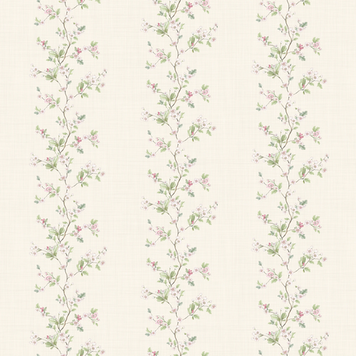Sample of Ditsy Hawthorn Stripe Wallpaper in Cream