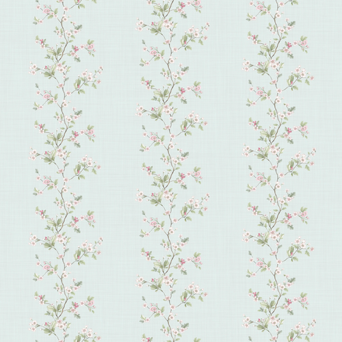 Ditsy Hawthorn Stripe Wallpaper in Duck Egg