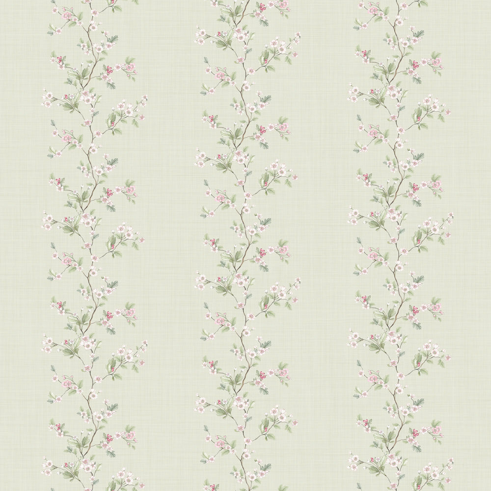 Ditsy Hawthorn Stripe Wallpaper in Sage