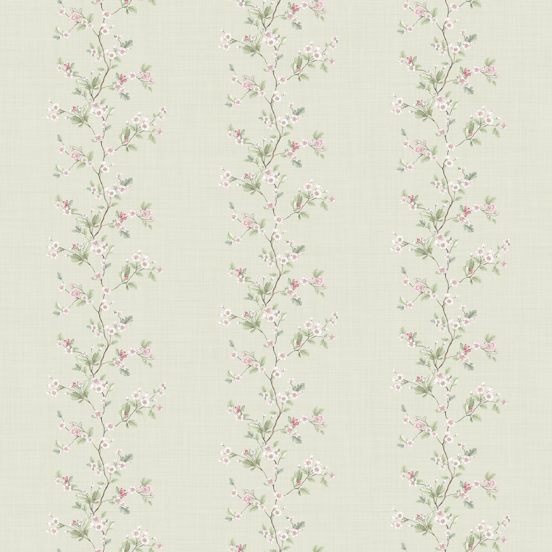 Sample of Ditsy Hawthorn Stripe Wallpaper in Sage