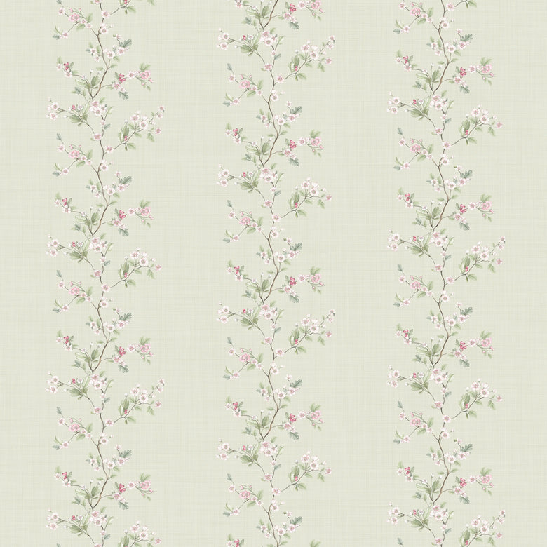 Sample of Ditsy Hawthorn Stripe Wallpaper in Sage