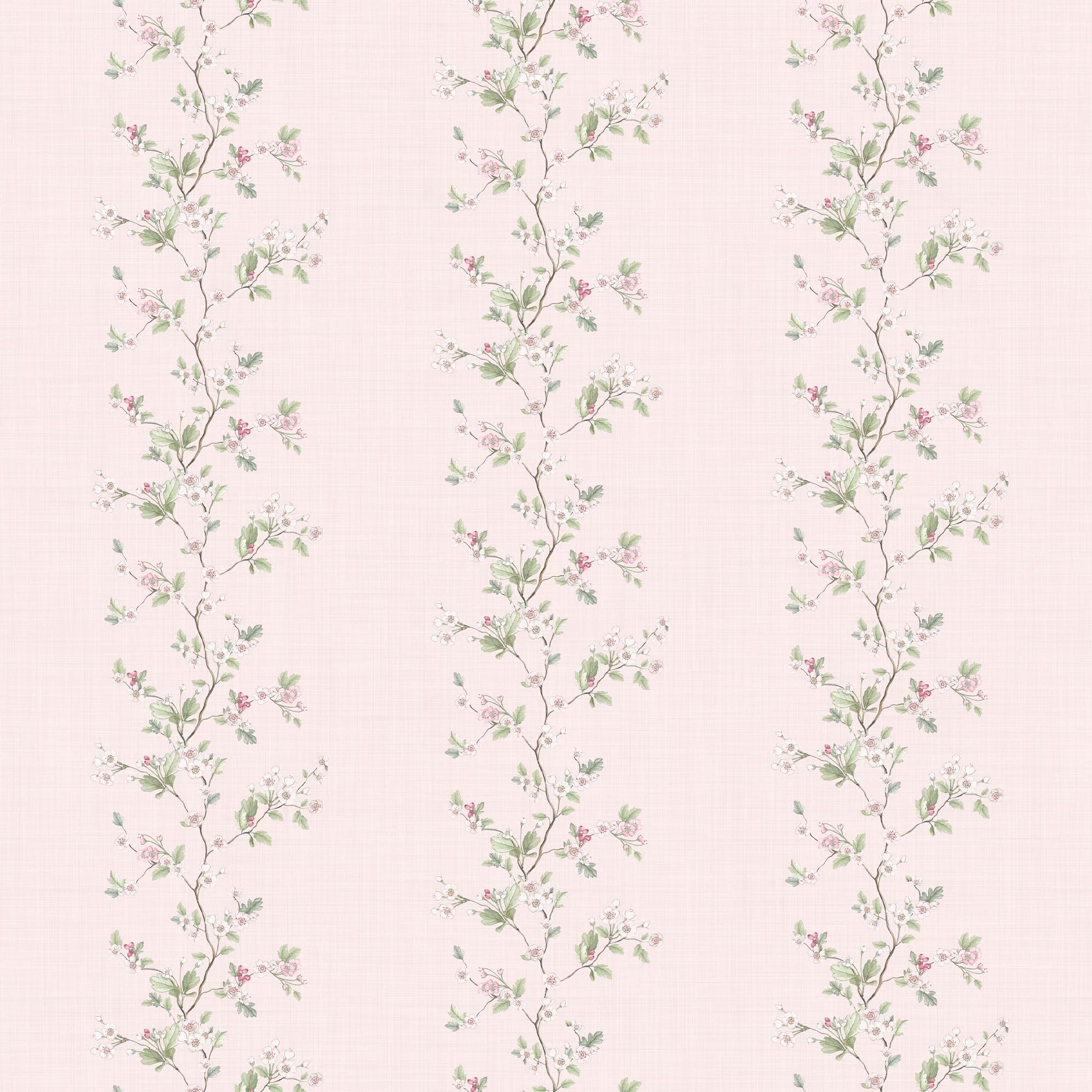 Ditsy Hawthorn Stripe Wallpaper in Soft Pink