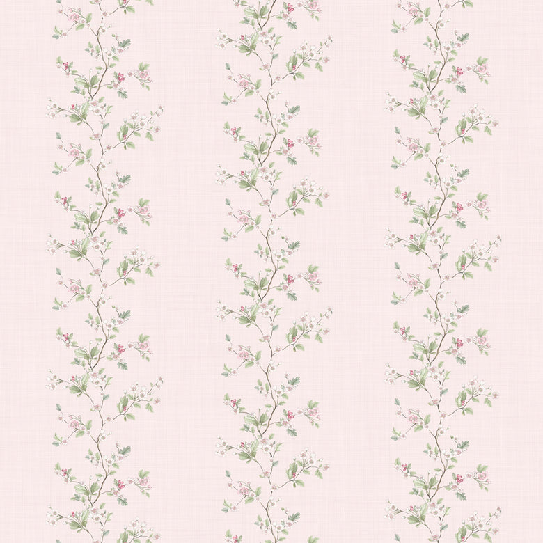 Ditsy Hawthorn Stripe Wallpaper in Soft Pink