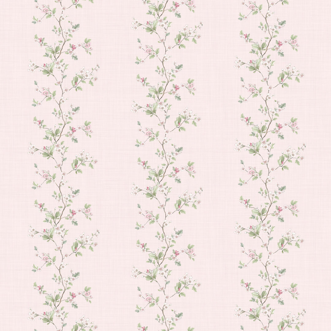 Sample of Ditsy Hawthorn Stripe Wallpaper in Soft Pink
