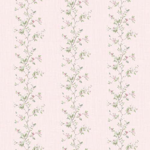 Sample of Ditsy Hawthorn Stripe Wallpaper in Soft Pink