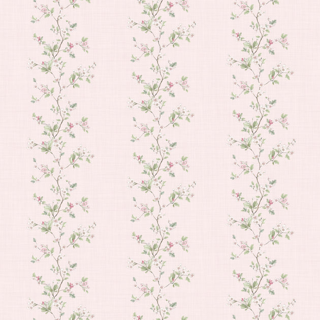 Ditsy Hawthorn Stripe Wallpaper in Soft Pink