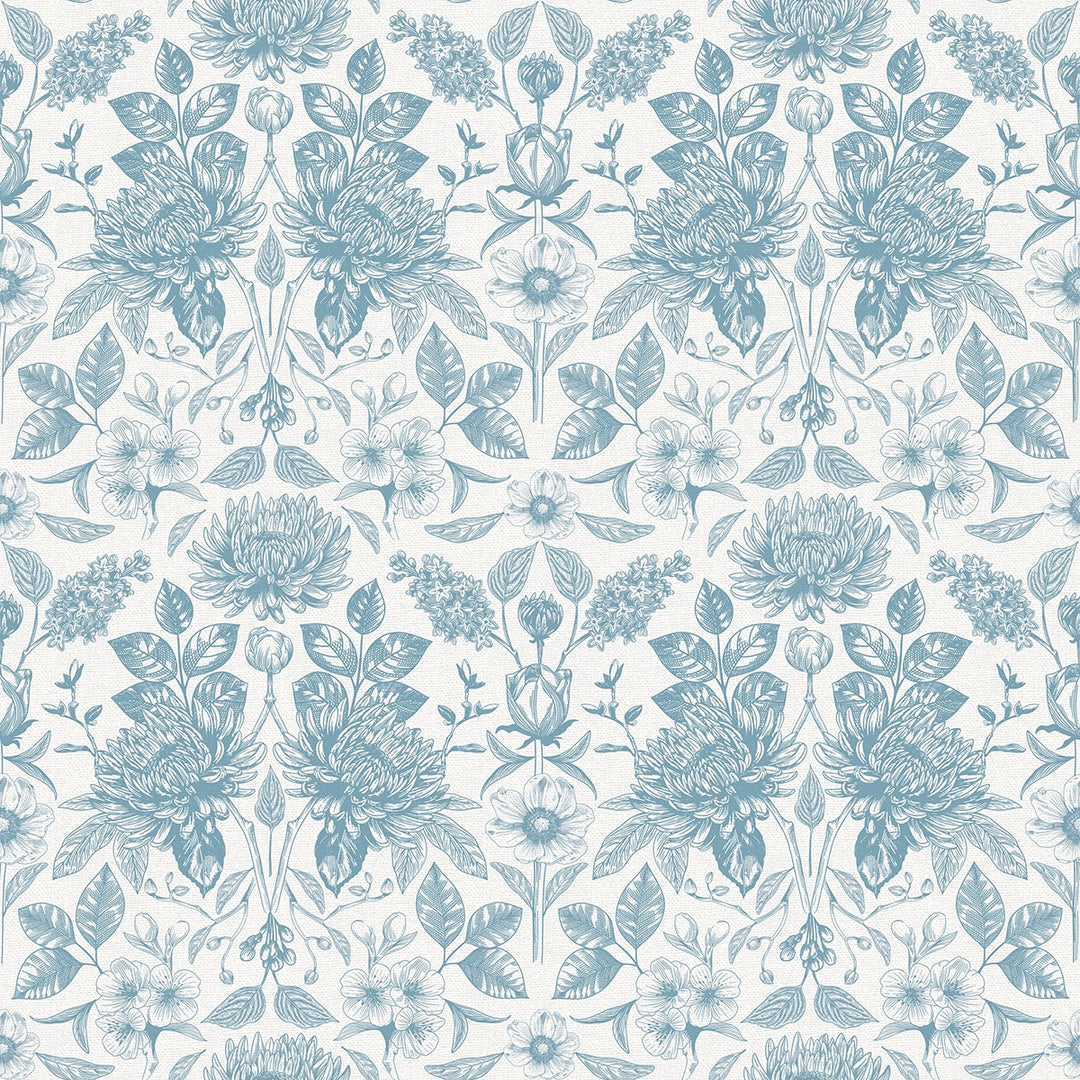 Eleanora Wallpaper in Blue on Milk Foam