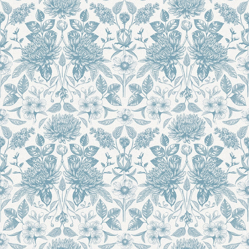 Eleanora Wallpaper in Blue on Milk Foam