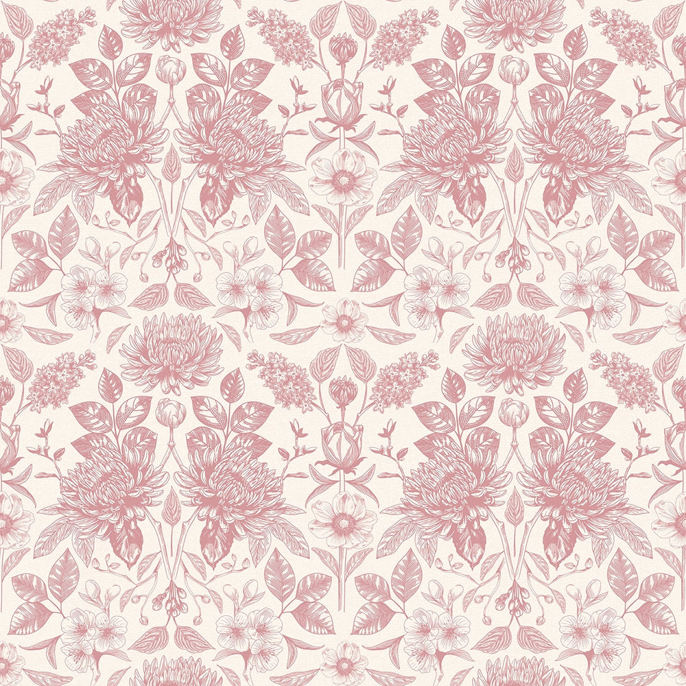 Eleanora Wallpaper in Dusky Pink on Milk Foam