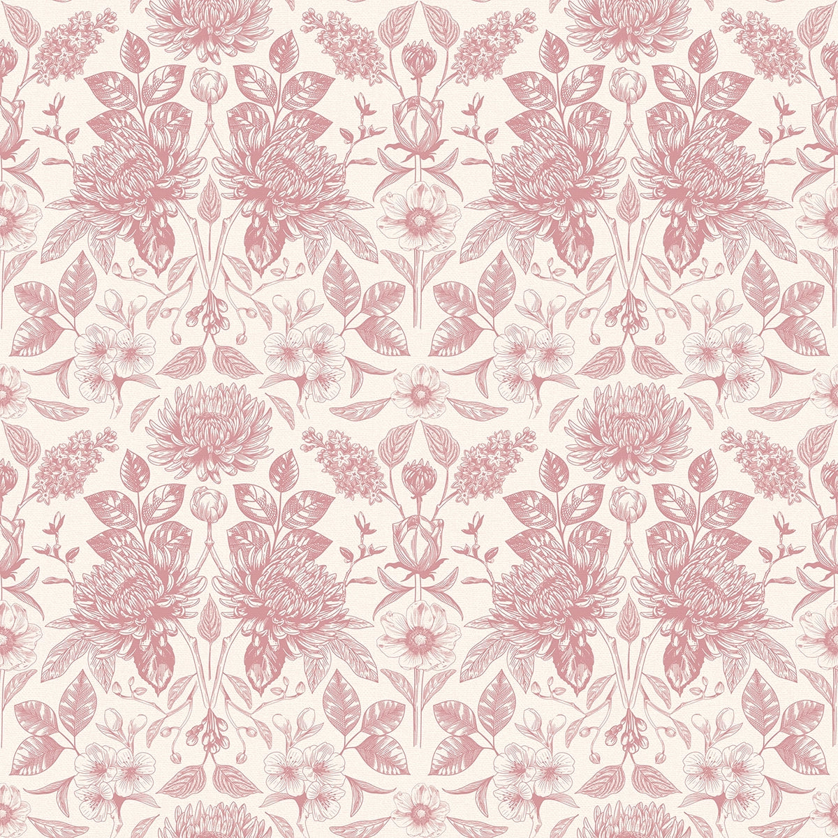 Eleanora Wallpaper in Dusky Pink on Milk Foam
