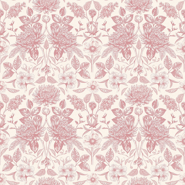 Eleanora Wallpaper in Dusky Pink on Milk Foam