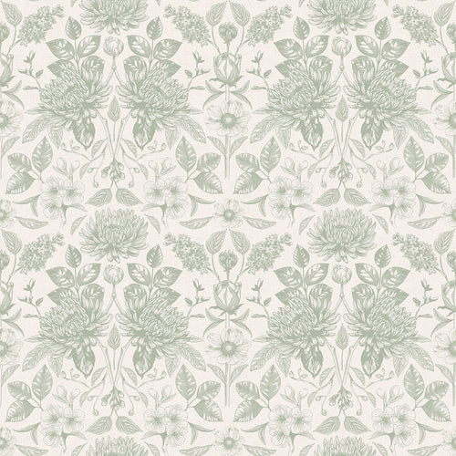 Eleanora Wallpaper in Sage on Milk Foam