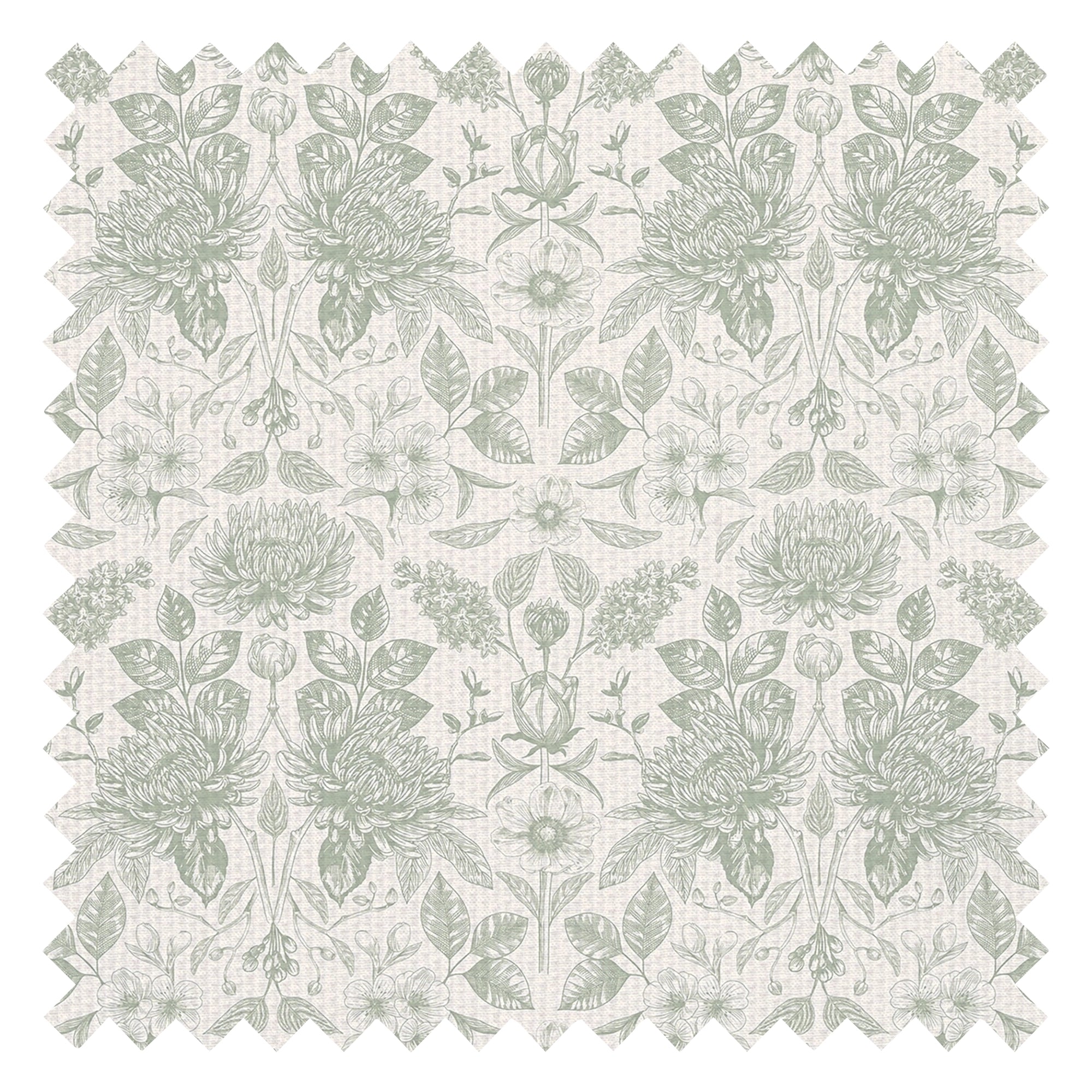 Eleanora Fabric in Sage on Milk Foam