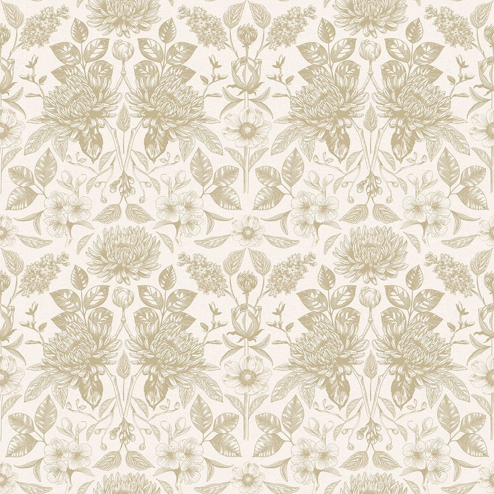 Eleanora Wallpaper in Sand Dune on Milk Foam