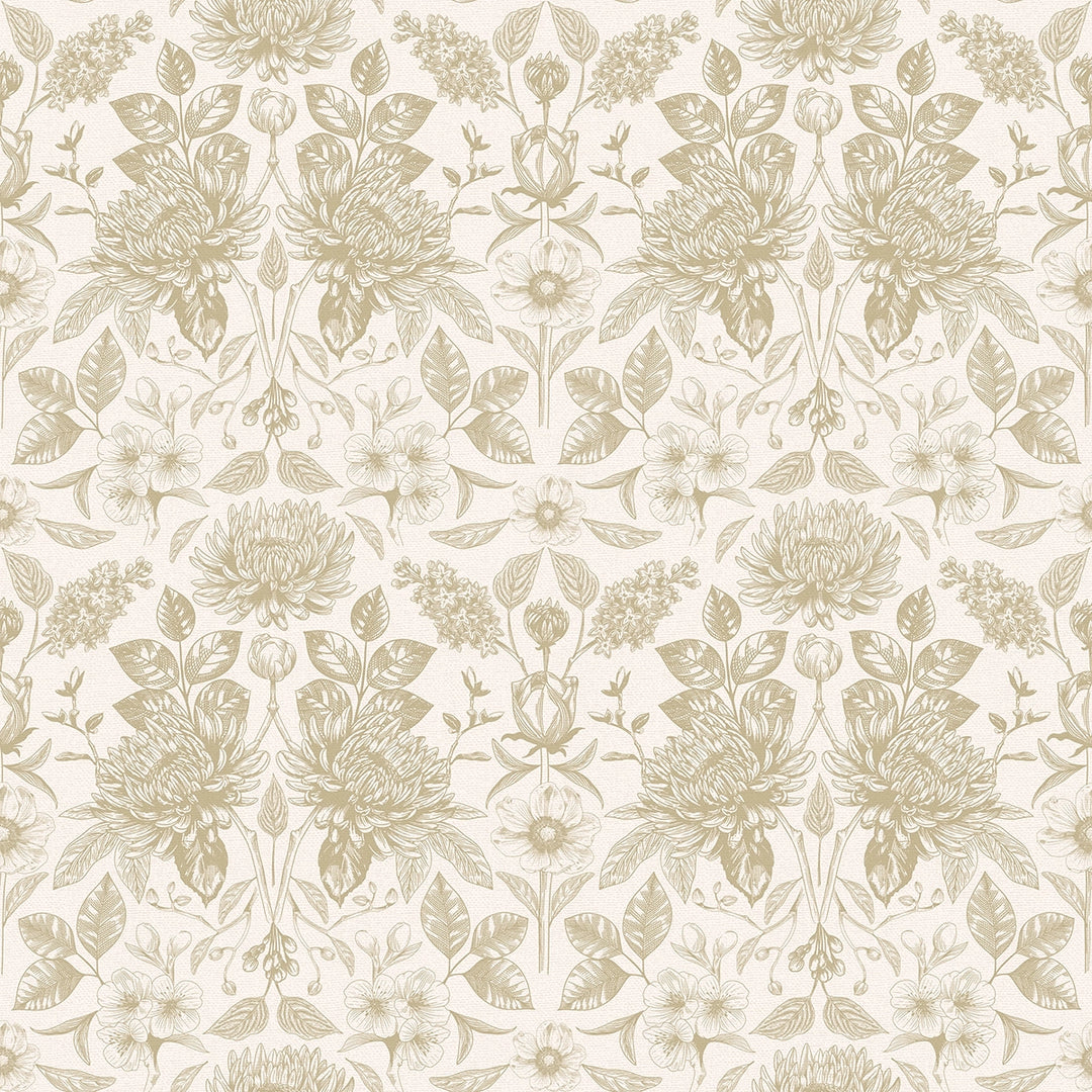 Eleanora Wallpaper in Sand Dune on Milk Foam