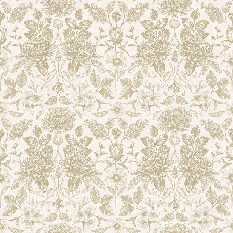 Eleanora Wallpaper in Sand Dune on Milk Foam