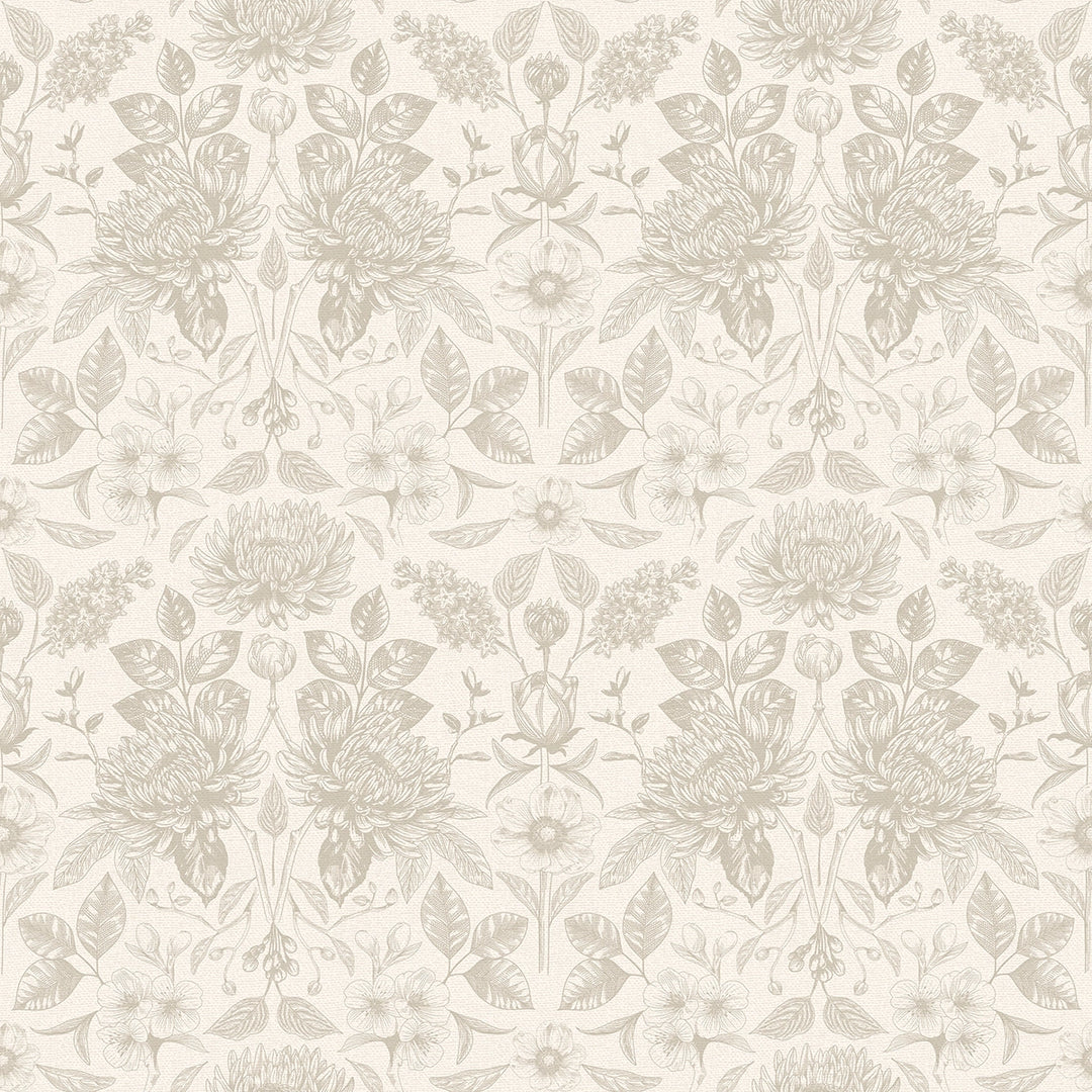 Eleanora Wallpaper in Stone on Milk Foam