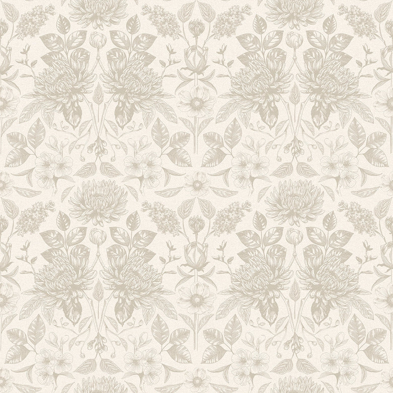 Eleanora Wallpaper in Stone on Milk Foam