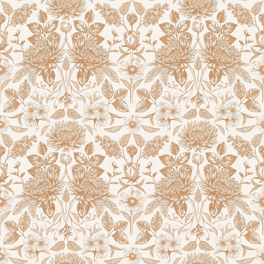 Eleanora Wallpaper in Terracotta on Milk Foam