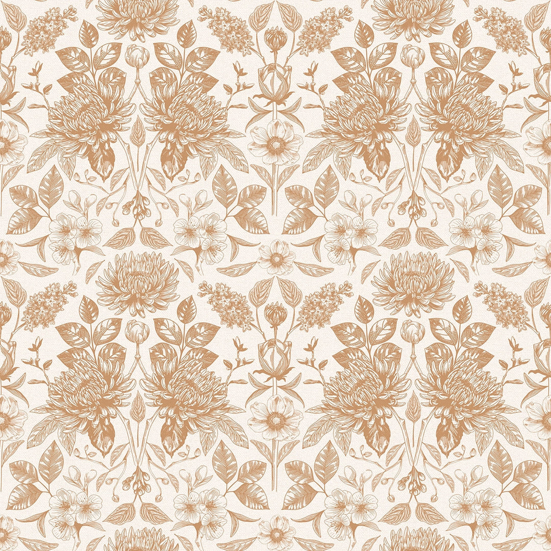 Eleanora Wallpaper in Terracotta on Milk Foam