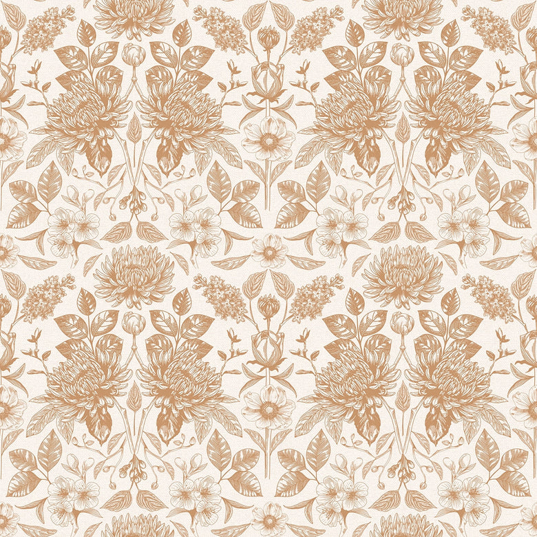 Eleanora Wallpaper in Terracotta on Milk Foam