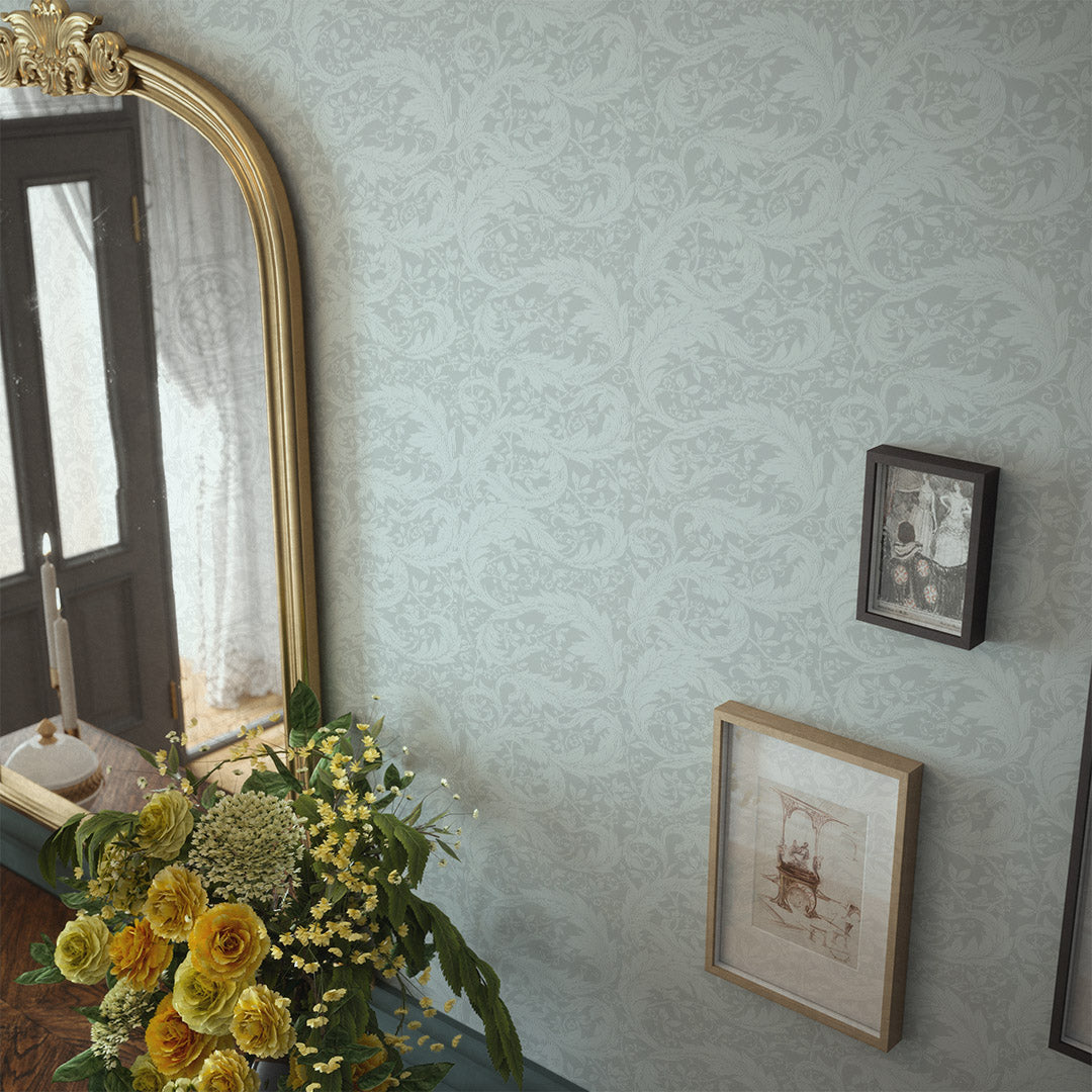 Enchanted Leaf Wallpaper in Duck Egg