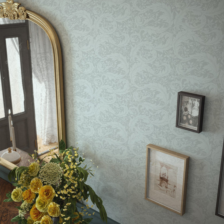 Enchanted Leaf Wallpaper in Duck Egg