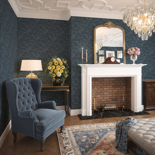 Enchanted Leaf Wallpaper in Rich Navy