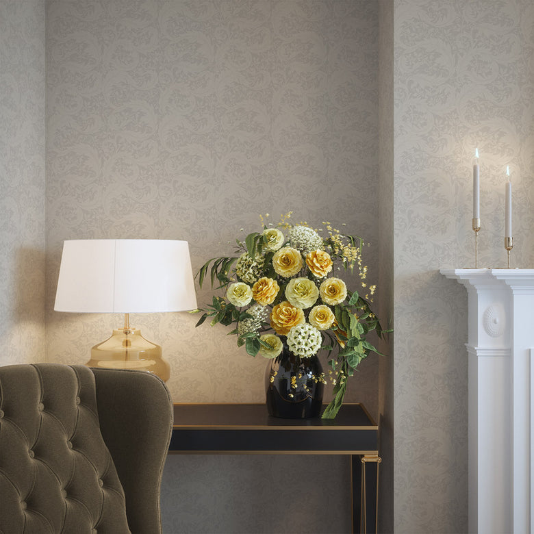 Enchanted Leaf Wallpaper in Vintage Cream