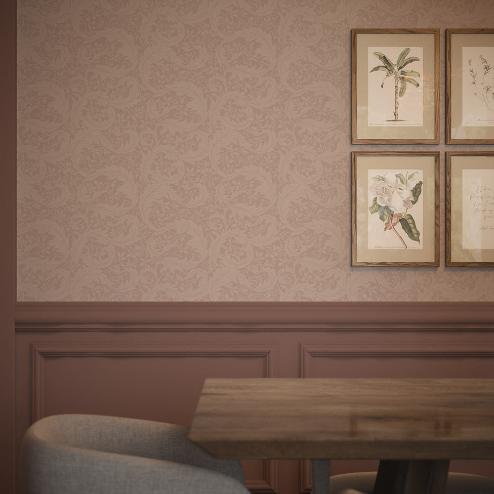 Enchanted Leaf Wallpaper in Vintage Rose